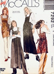 7292 MCCALLS STRAPPY TIED APRON DRESS, TOPS  PANTS PATTERN XS-MED UNCUT